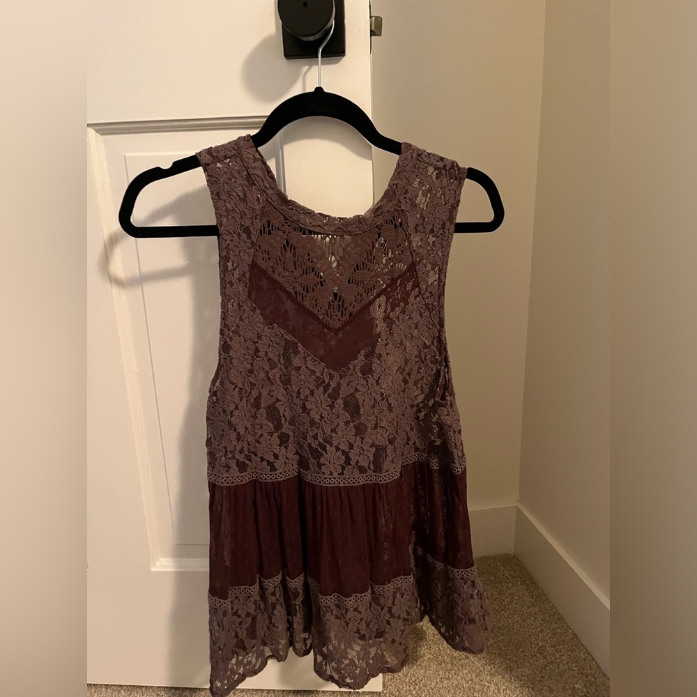 Plum Lace Free People Blouse Medium